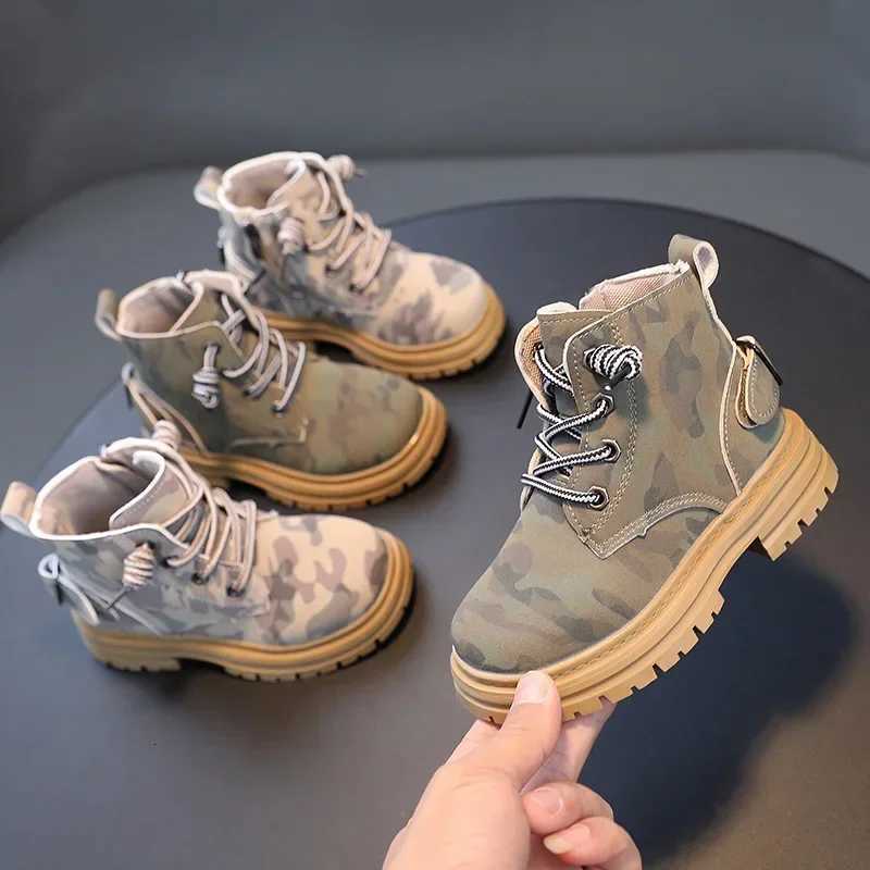 Handsome Children Combat Army Boots Spring Autumn Camouflage Outdoor Boots for Boys Girls School Student Hiking Shoes F09133 XJ250812