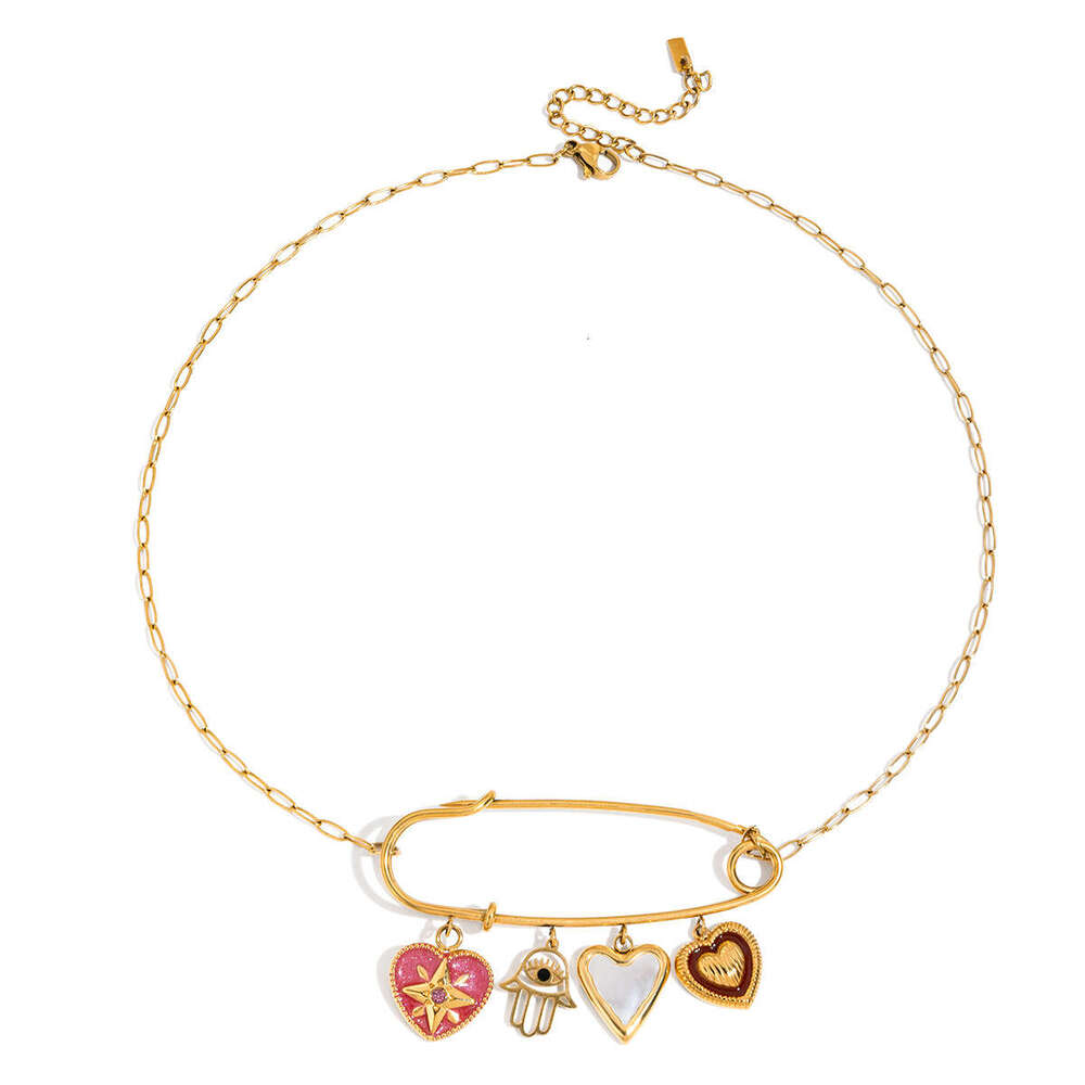 Stainless Paperclip Heart Necklace for Jewelry Women, Light High-end Clavicle Designer Chain, Non-fad Titanium Steel Jewelry