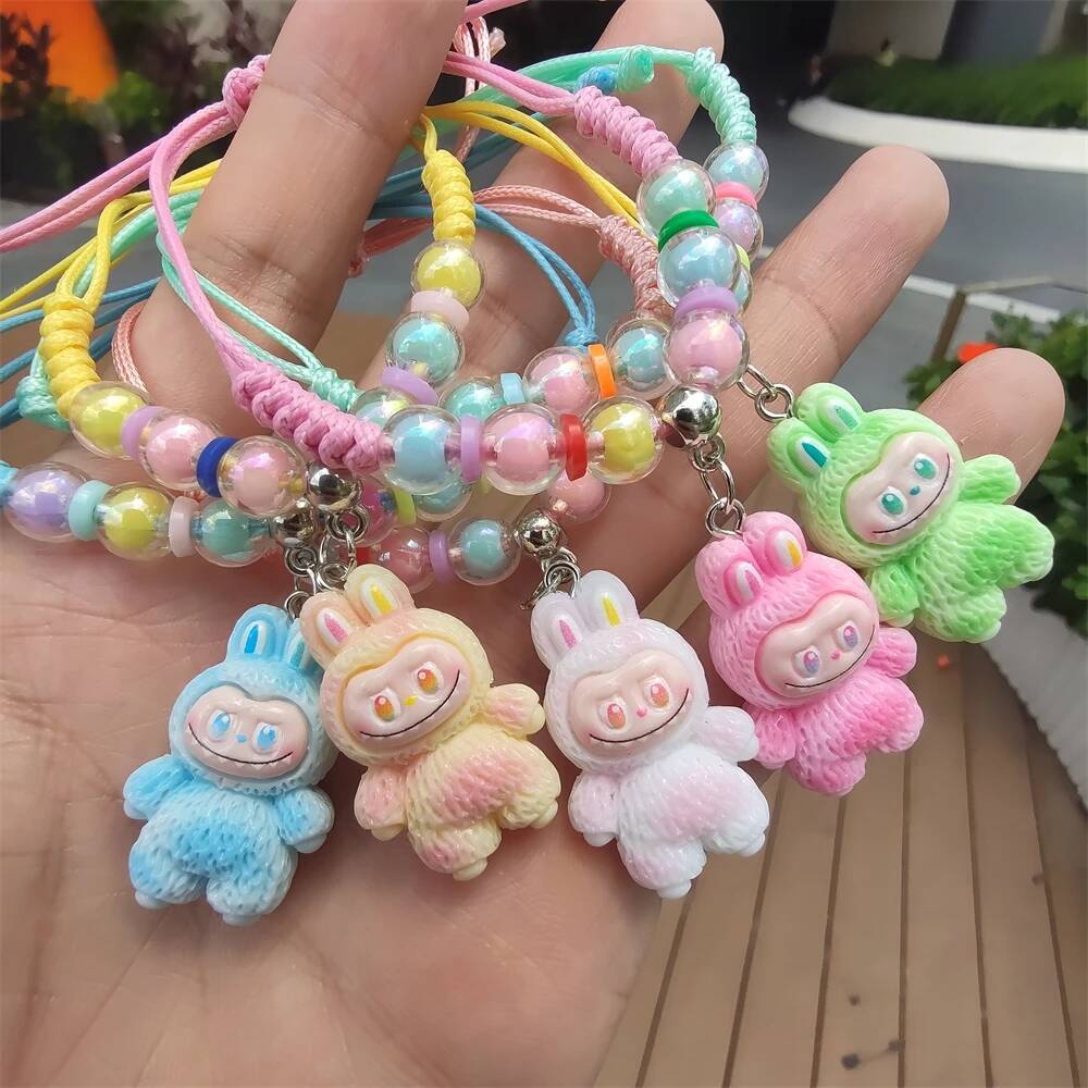Fashion Cute Cartoon Rope Chain Elastic Handmade Bracelet for Women Girls Birthday Party Daily Friend Gift Adjustable Bangle