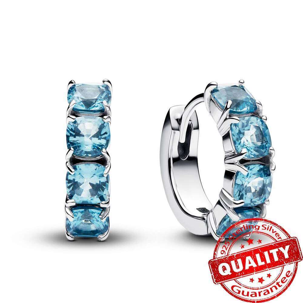 2025 New earring for women 925 Sterling Silver Light Blue Hie Earrings Pink Hoop Earrings For Girl Best Birthday Jewelry Gift