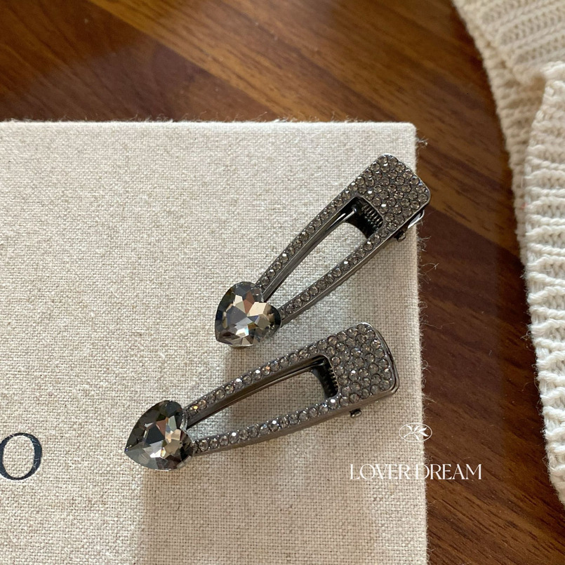 Korean INS Gun Black Heart Rhinestone High-end Duckbill Fashion Bangs Side Clip Hair Accessories