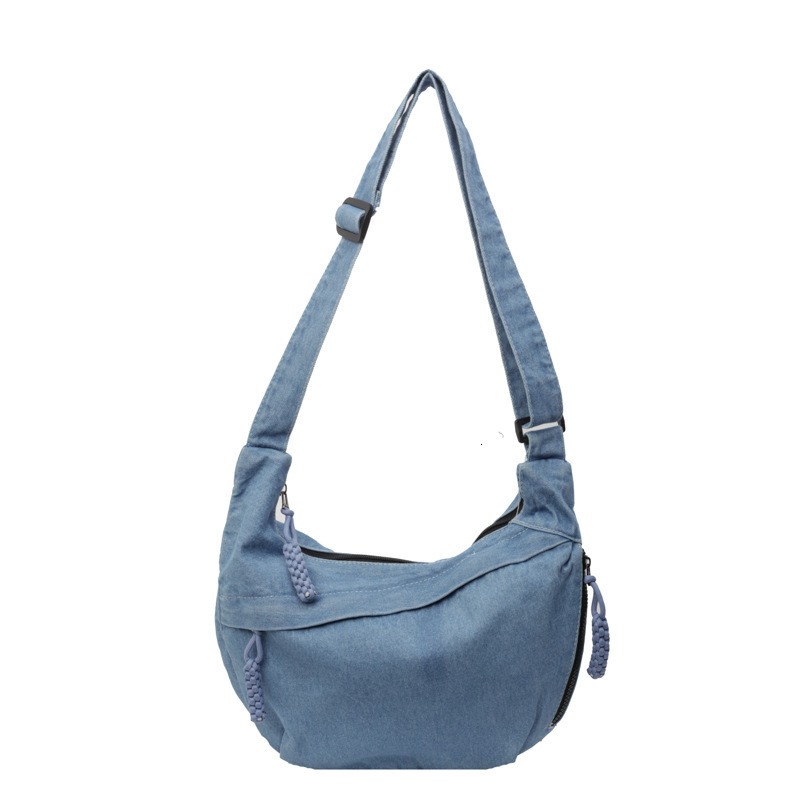 Denim New Fashion Versatile Single Shoulder Crossbody Commuter Large Capacity Dumpling Bag for Women