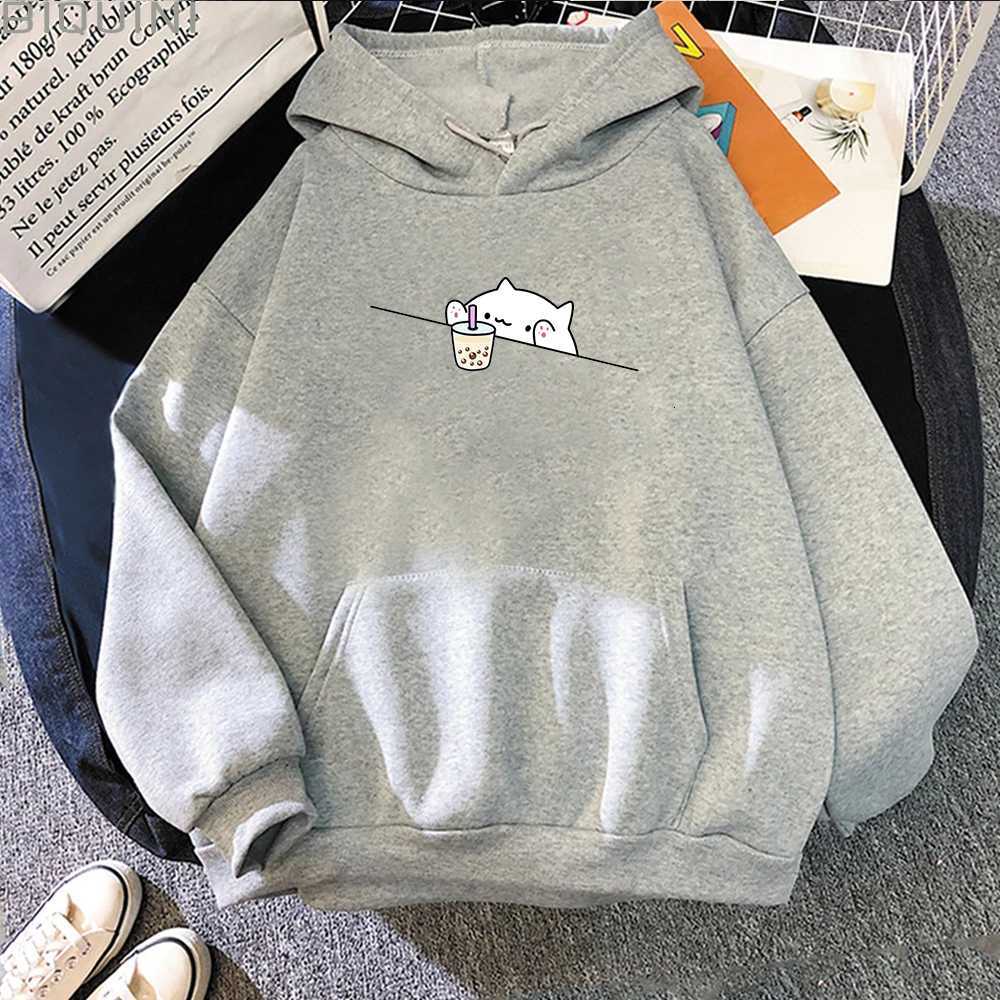 Bubble Tea Casual Pullover hoodie women Cartoon Female Hooded Clothes Plus Size Hoodies Kawaii Cat Boba Women fleece Sweatshirts Y250811