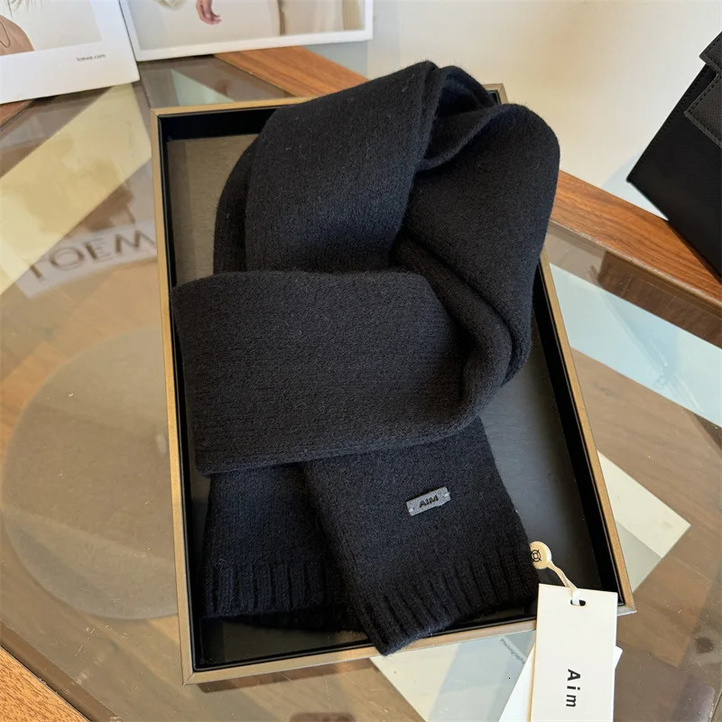 100% Women Wool Scarf Shawl Winter Warm Soft Solid Knitting Fashion Bandana Lady Wool Blanket Scarves n Echarpe 250812