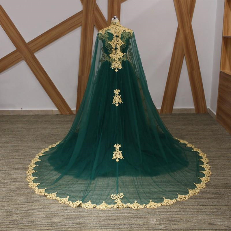 2025 Caucasian Sleeve Elegant Wedding Dress Long Sier Embroidered High Neck Traditional Bridal Gown Muslim Green Robe