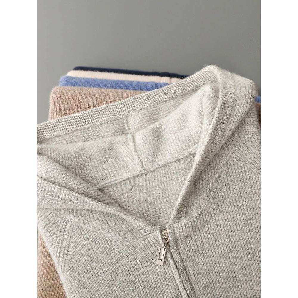 Thicken 100%Pure Wool Zipper Cardigan Men's Hooded Collar Knit Coat Casual Large Size Jacket Autumn Winter New Base Shirt 250812