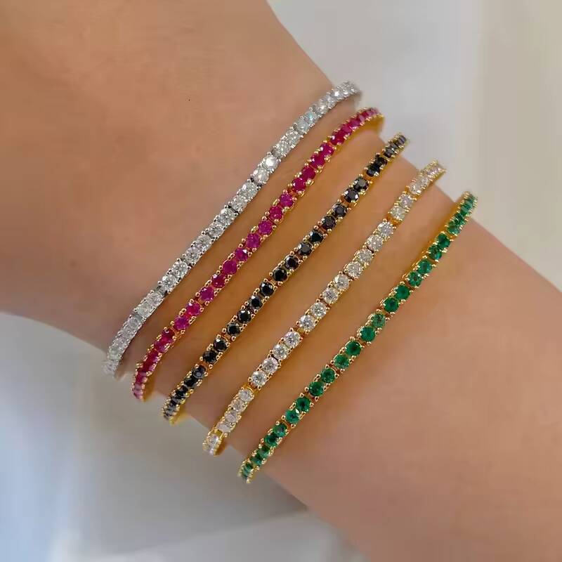 Speedin Jewelry Custom 2mm 3mm Tennis Bracelet Round Shape Luxury 14K/18K Gold Colored Lab Diamond Tennis Bracelets