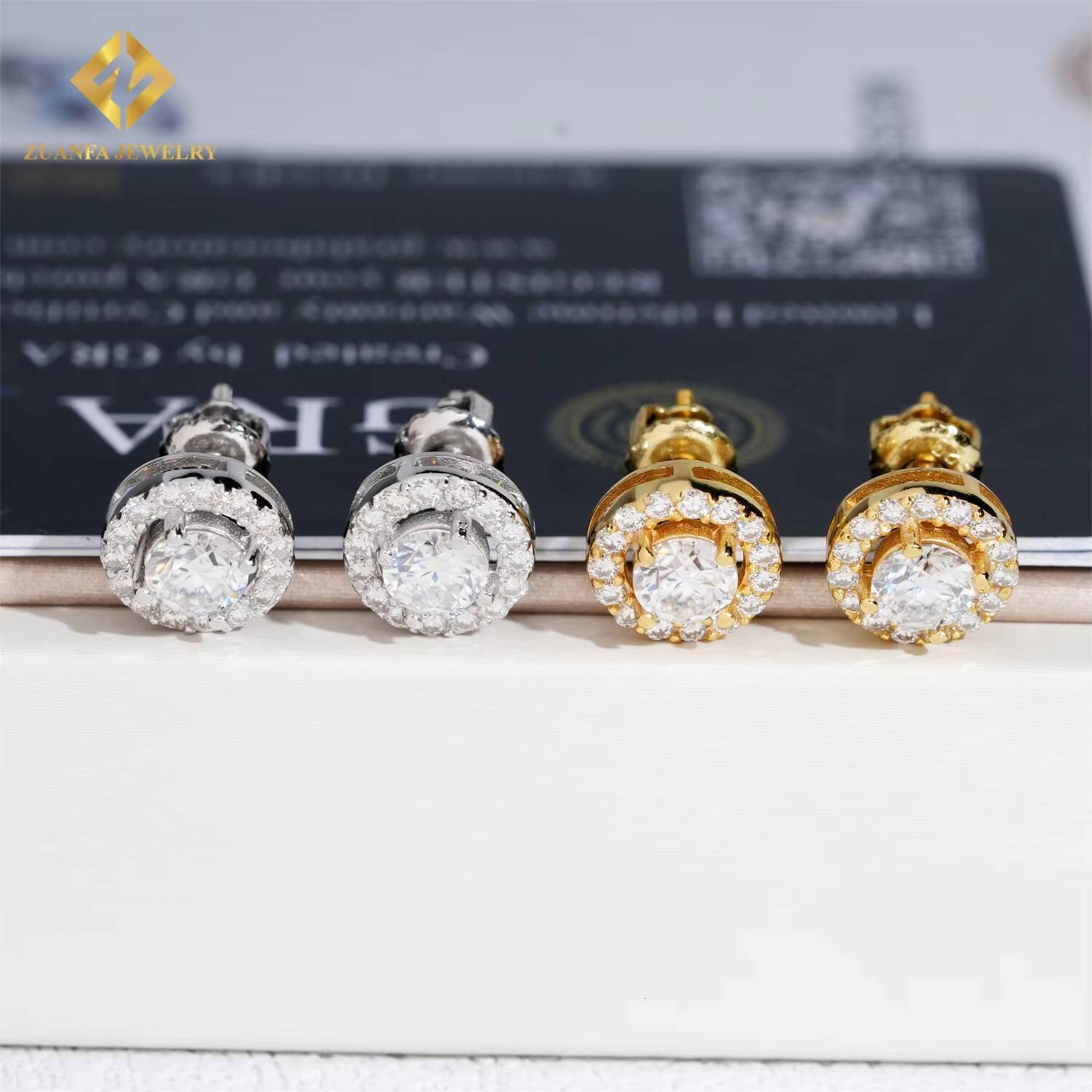 Trendy Design 925 Sterling Silver Screw Back Cluster Hip Hop Iced Out Stud Earrings Paved With Round Cut Moissanite Jewelry