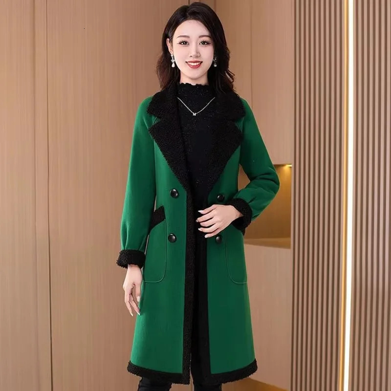 Winter Women Thickening Woollen Overcoat Female Medium Long Styles Wool Blend Jacket Ladies Large Size 4XL Woolen Coat 250805