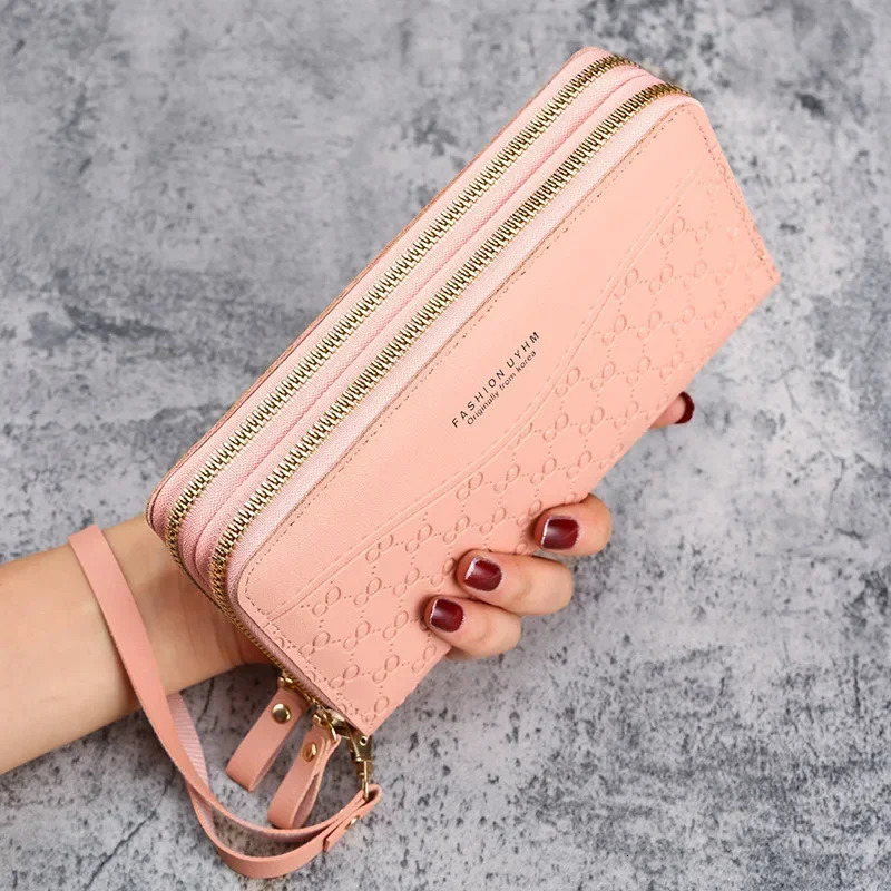 Women Long Wallets with Zipper Black Pink Womens Money Coin Card Holder Female Purses for Women 250809