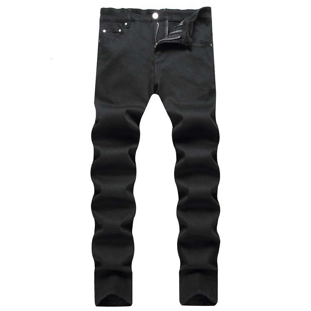 Men Classic Pure Black Jeans All Match Stretch Denim Pants Casual Slim Straight Trousers X250812