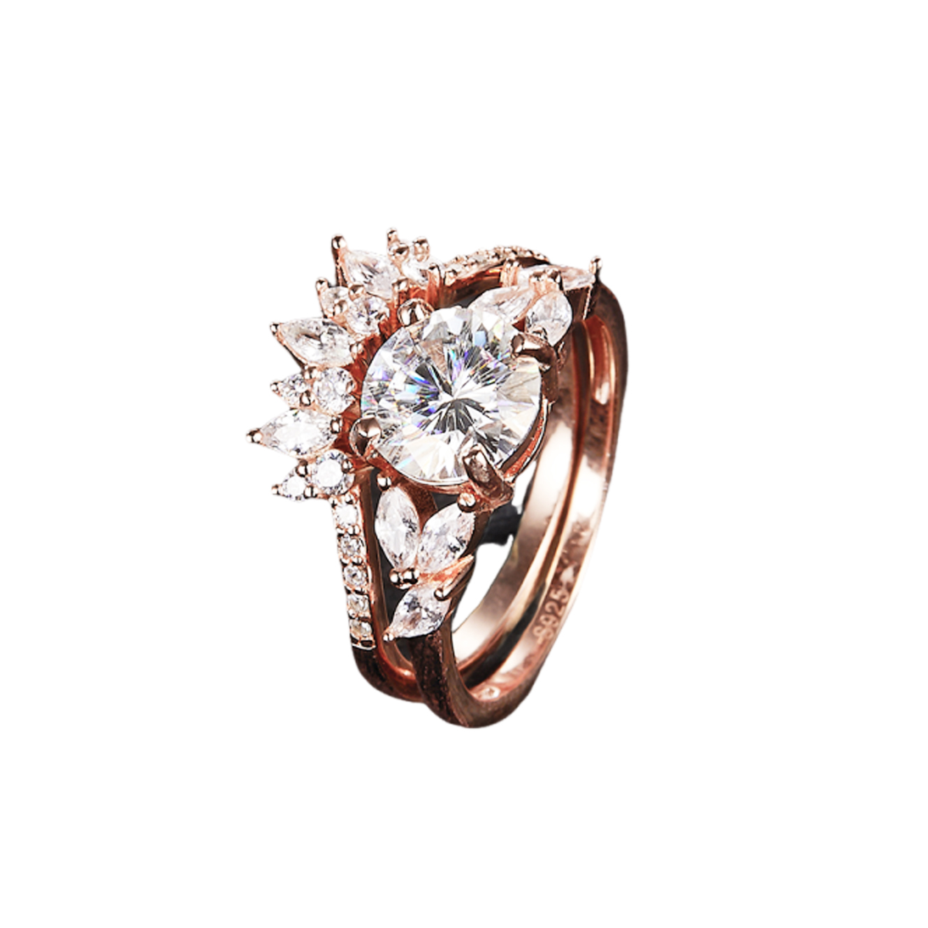 MT Premium Jewelry Moissanite Engagement Wedding Ring Set, Women's 925 Sterling Silver 2 pcs Detachable Stackable Ring Set, Anniversary Band Set 