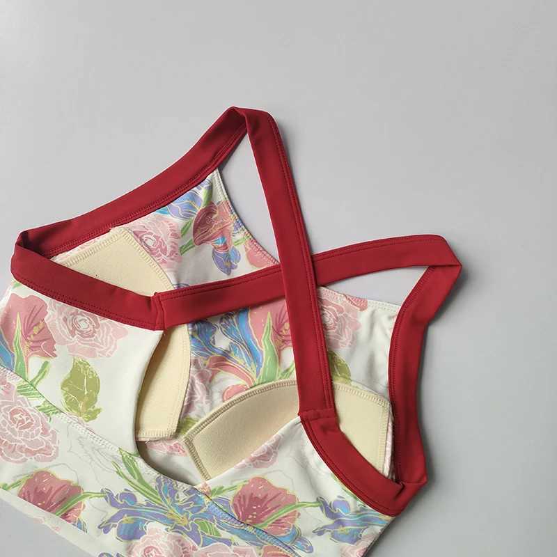 New Lingerie Womens One-piece Fixed Cup ShoCK-proof Underwear GaTHering Sexy Printed Wide Shoulder Strap Bra Z250812