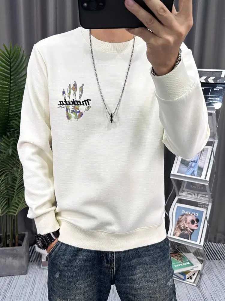 Autumn New Trend Mens Long Sleeve Slim Letter Print Sweatshirt Y250811