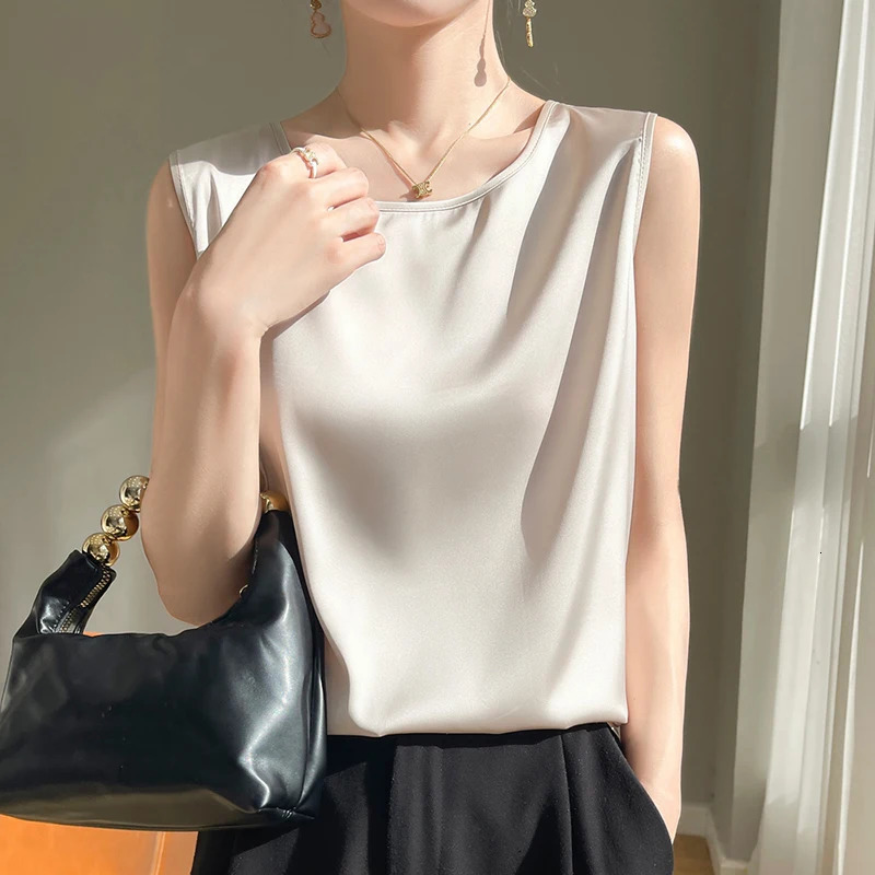 2024 Lace Women Camis Satin Tank Tops Summer Ladies Backless Spaghetti Strap Sexy Round neck Camisole Female Clothing Cropped RW 250804