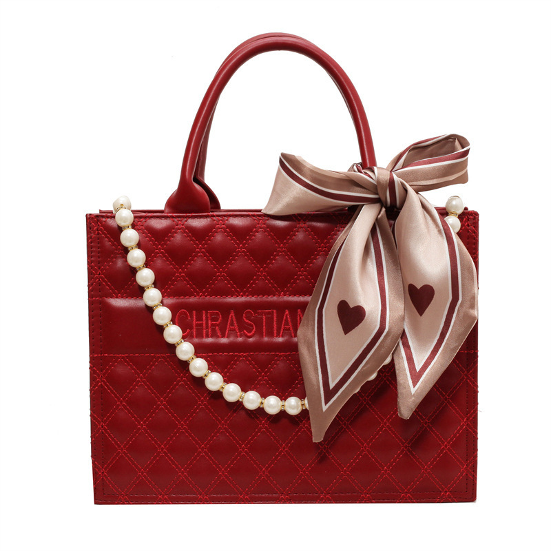 Red Wedding New High-end Handheld Bridal Female Bride Crossbody Large Capacity Tote Bag