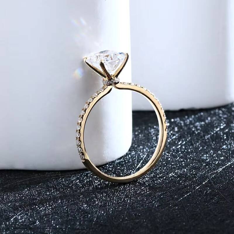 18K Gold Jewelry Engagement Rings 14K Solid Gold Ring 3 CTs Radiant Cut Moissanite Diamond Ring for Wedding