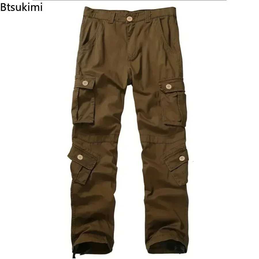 2025 Mens Cotton Cargo Pants Fashion Eight Pockets Sport Trousers Pants Male Oversize Loose Straight Streetwear Pants for Men X250812