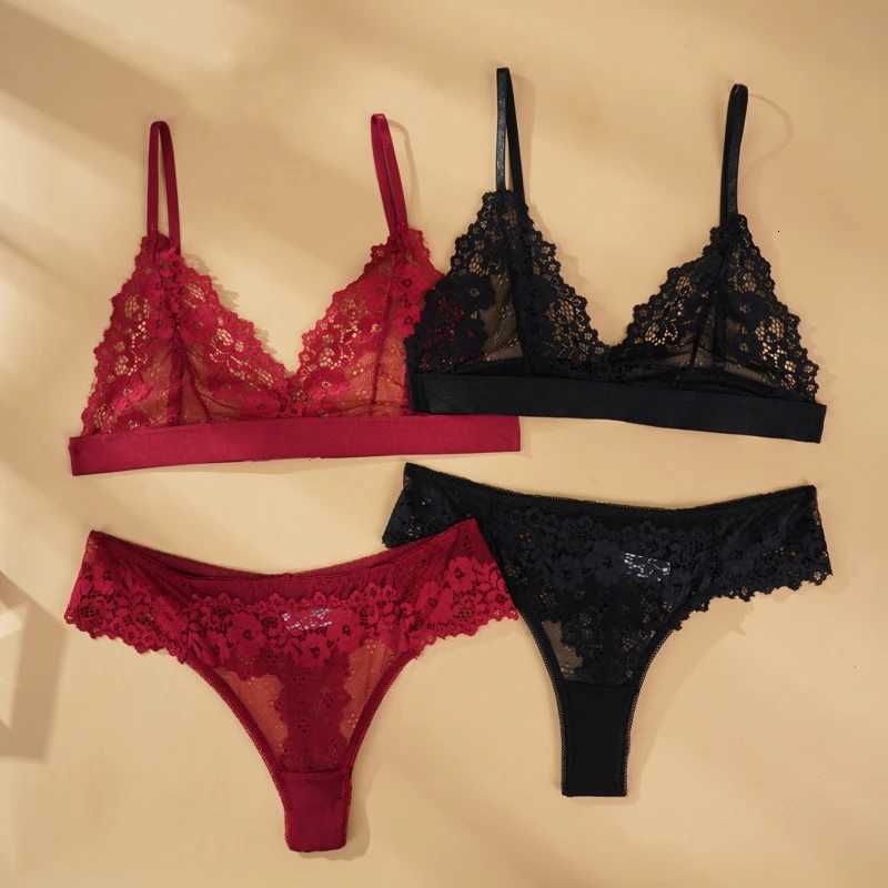 Sexy Lace Bra Sets Summer Womens Ultra-thin Lingerie Suit Brief Transparent No Wire Bra Breathable Intimate Underwear ExoticXJ250812