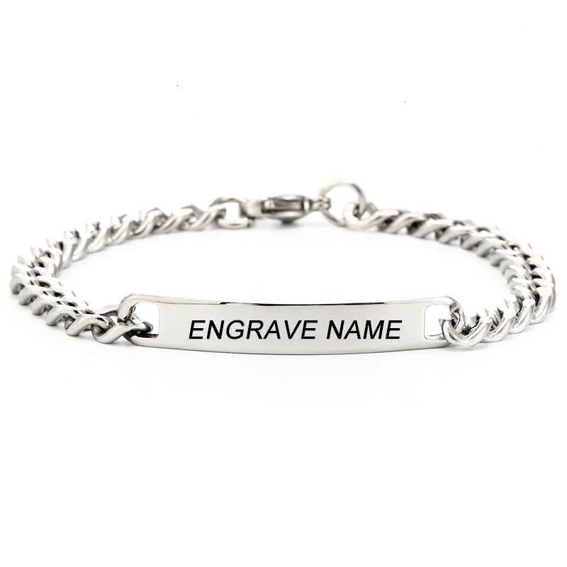 Customized Name Engrave Stainless Steel Women Personalized Bracelets For Men Id Bracelet Dropshipping