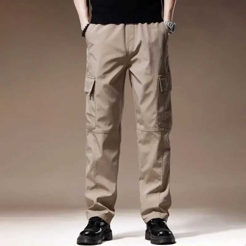 Spring Summer Large Pocket Loose Overalls Mens Outdoor Sports Jogging Tactical Pants Elastic Waist Pure Work Cargo Pants Men X250812