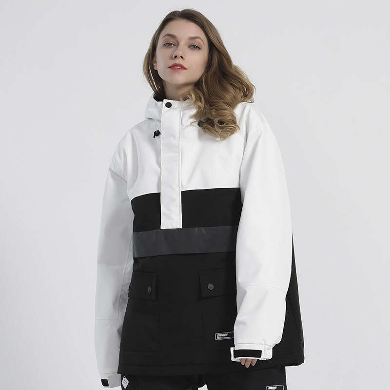 Double-board reflective warm waterproof glow-in-the-dark ski hoodie single-board color matching snow suit