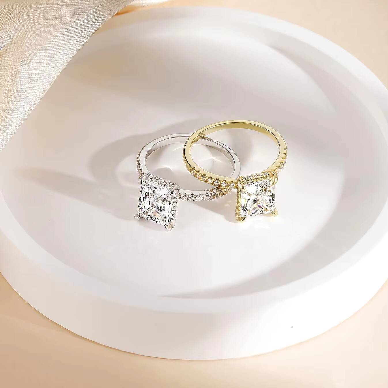 Radiant Cut Solitaire Moissanite Moissanite Engagement and Wedding Promise Rings for Women 925 Sterling Silver Jewelry