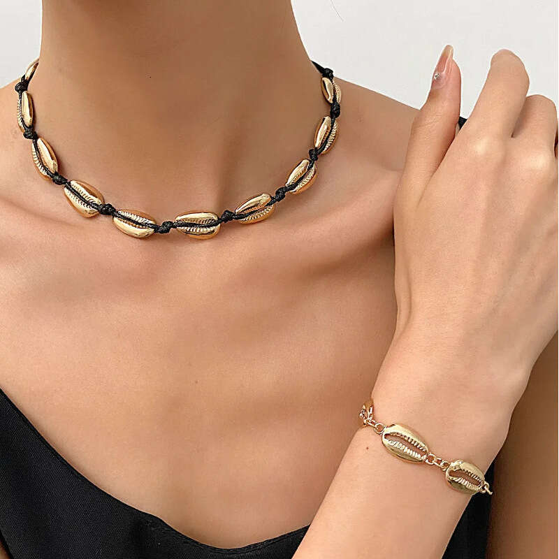 Bohemian Style Jewelry Ocean Holiday Colorful Dopamine Rice Beads Shell Necklace for Women