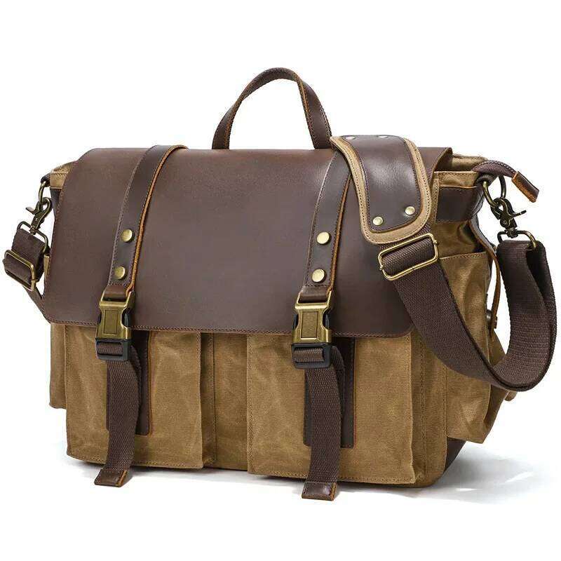 2023 Vintage Leather Canvas Women's Men's Messenger - Fashion Crossbody Shoulder Sling Casual Bag