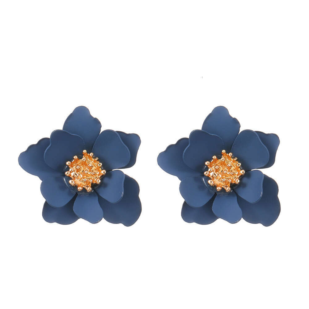 Ins Colorful Matte Flower Japanese and Korean Mori Style Sweet Multi-layer Petal Floral Earrings Elegant Ear Jewelry