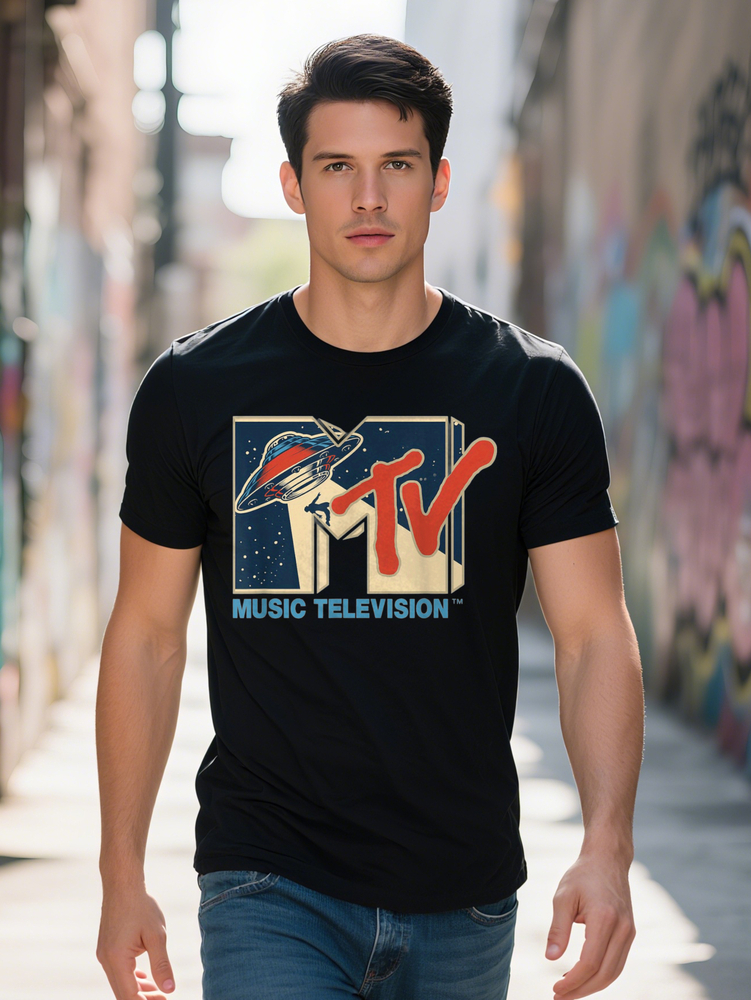 Te MTV Men s Cotton T Shirt Soft Breathable Casual Design with Retro Music Tee Graphic Plus Size L XL Black