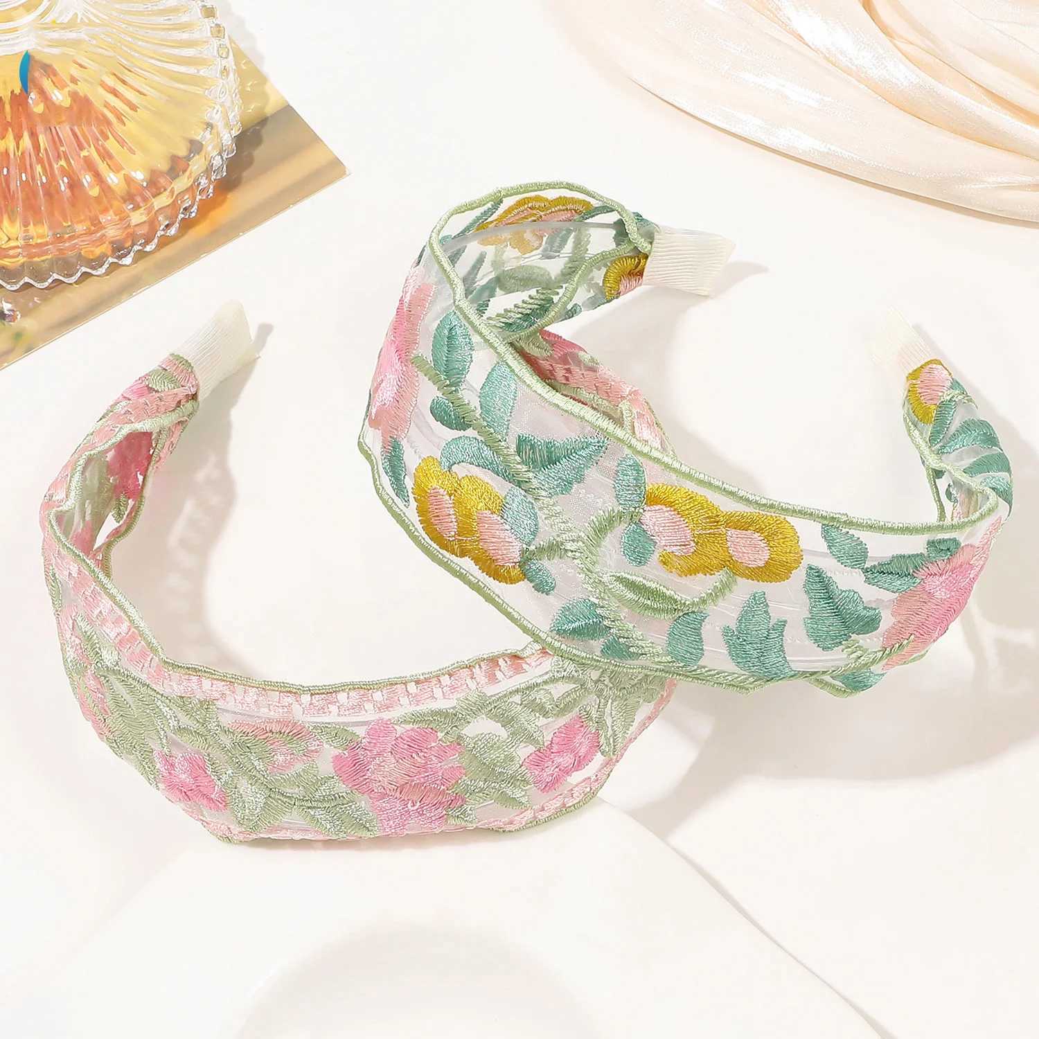 Elegant Chiffon Embroidery Flower Hairband For Women Sweet Hair Decorate Band Hair Hoop Band Turban Fashion Hair Accessories X250812