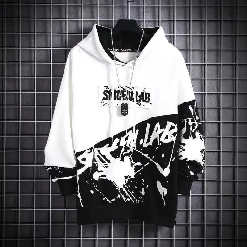 2024 New Japanese Mens Hip Hop Hoodie Mens Trendy Long Sleeve Top Ins New Mens Loose Coat Trendy Brand Hoodie Sportswear Y250811