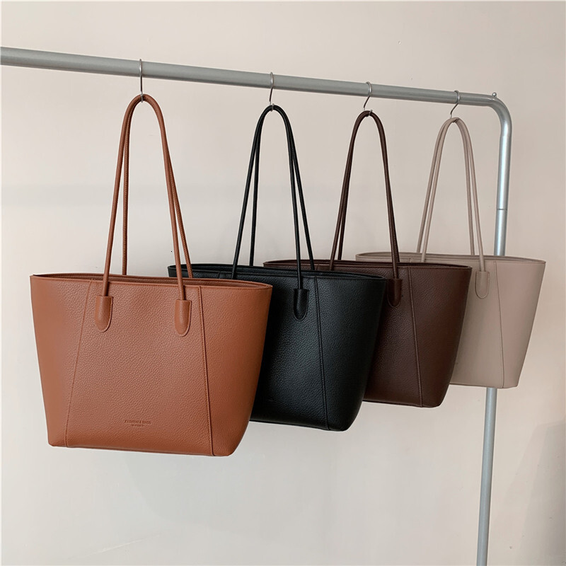 Large Capacity Soft Surface New Solid Color Fashion Casual Commuting Simple Style Single Shoulder Tote Bag for Women ddmymarket