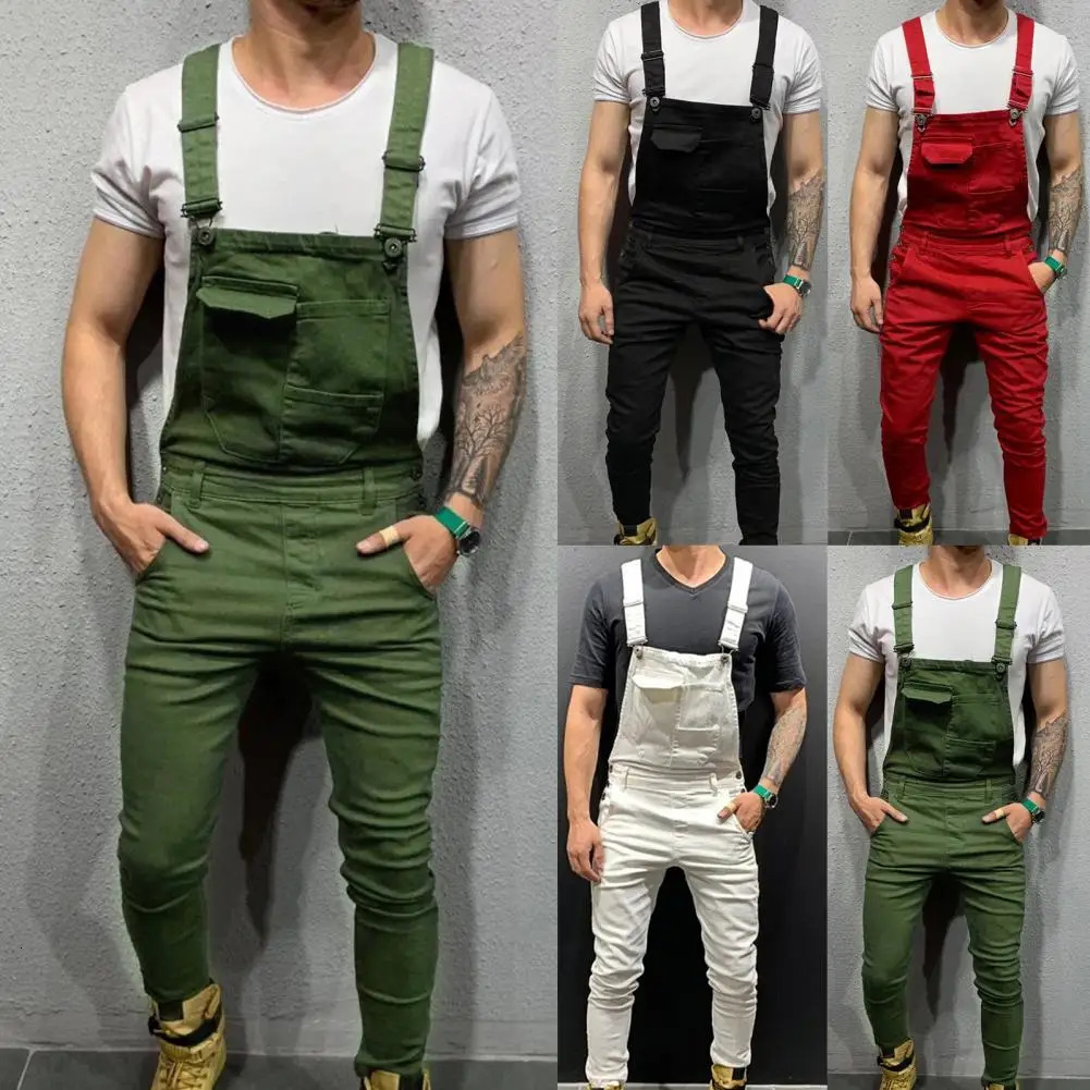 Streetwear Casual Full Length Mid Rise Cargo Jumpsuit Men Overalls for Daily Wear 250729