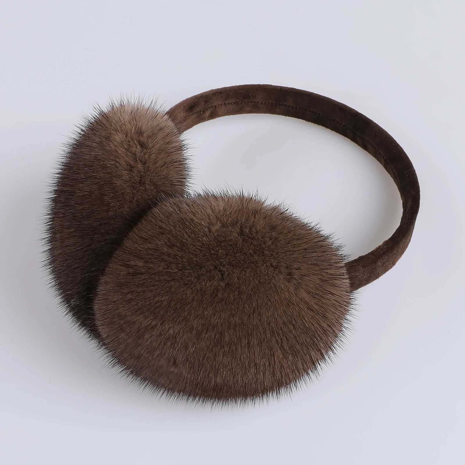 Boonjovia Unisex Real Mink Fur Earmuffs With Velvet Band Mens Womens Foldable Ear Warmer-Luxury Winter XJ250812