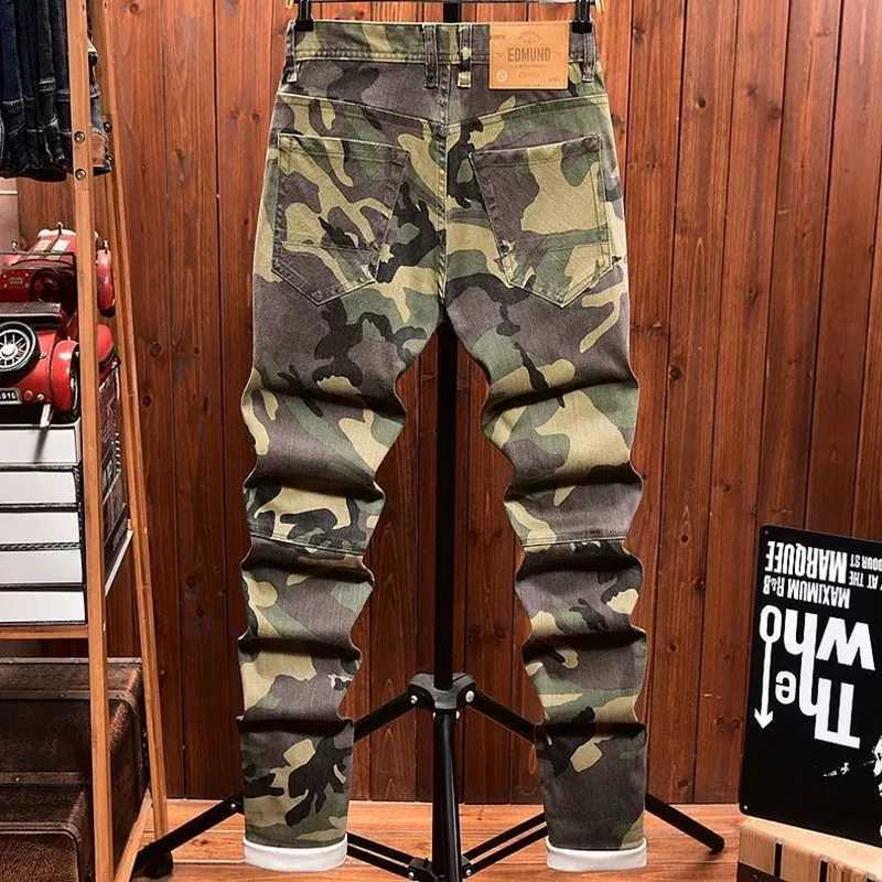 Spring and Autumn New Fashion Camouflage Straight Stretch Small Legs Mens Casual Comfortable Breathable High-Quality Jeans 36 X250812