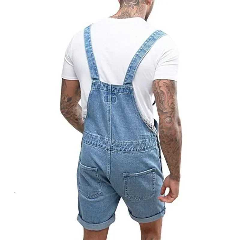 Wepbel One-Piece Working Bib Top Pants Denim Retro Jeans Overalls Summer Mens Denim with Hole Shorts Suspender Shorts Jeans X250812