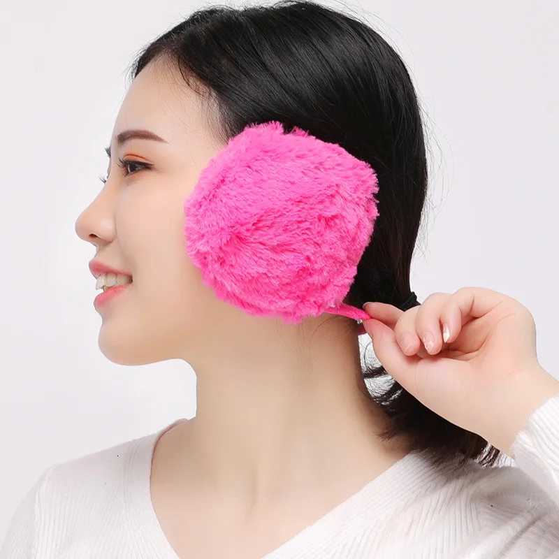 Winter Warm Ear Muffs Girl Fluffy Fold Burger Shape Children Headphone Earmuffs Soft Cashmere Solid Cute Warmer Fake Fur Earflaps XJ250812