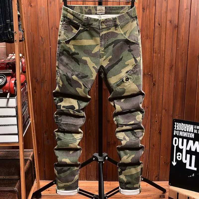 Spring and Autumn New Fashion Camouflage Straight Stretch Small Legs Mens Casual Comfortable Breathable High-Quality Jeans 36 X250812