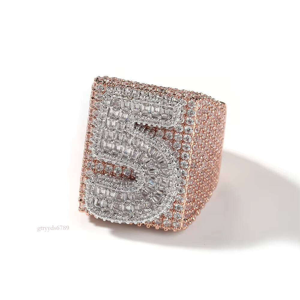 Championship Super Ice Silicon Stone Customizable Letter and Number Handmade Shiny Hip-Hop Style Rap Jewelry Ring