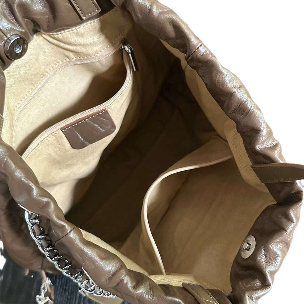 New Genuine Leather Handheld Pattern Women's Top Layer Cowhide Double Backpack Large Capacity Single Shoulder Chain Bag designer bag B5