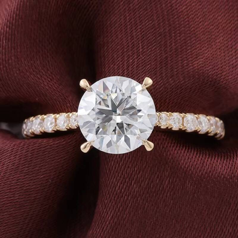 Gia IGI Certified Diamond Lab Grown Women 18K Pure Gold Round Cut Wedding Moissanite Diamond Ring