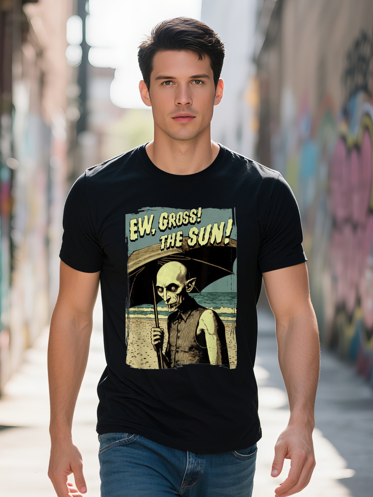 ew Gross Sun Vampire At The Sunny Beach Goth T Shirt Cotton Fun Design DIY Men's Soft Breathable Summer Comfortable