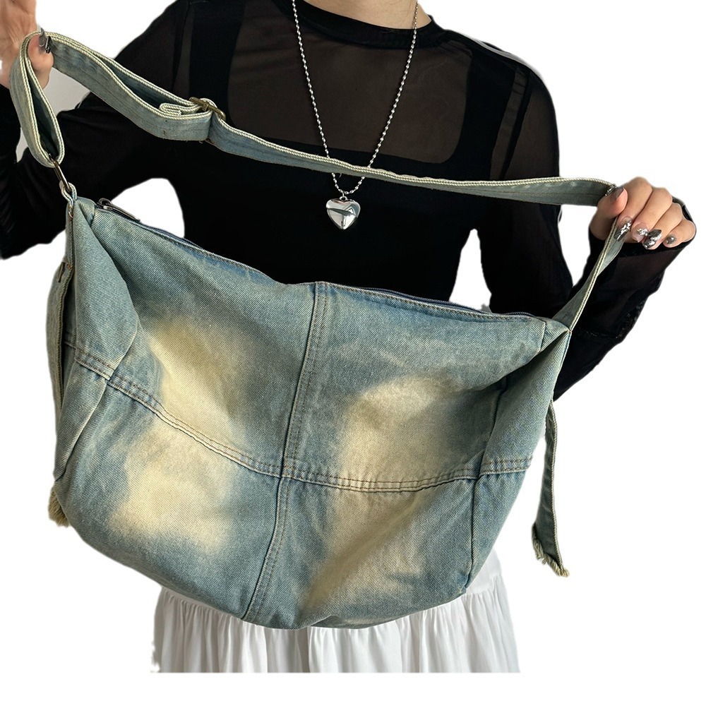 Niche Washed Vintage Denim Crossbody Bag Sweet Cool Girl Versatile Shoulder Handbag Live Broadcast ddmymarket