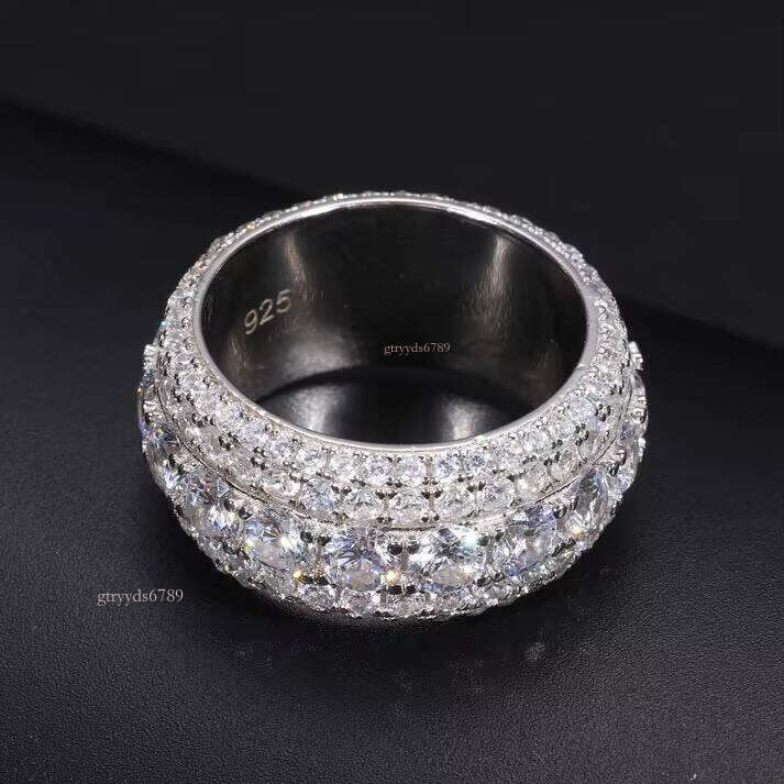 Platinum Color 5-Layer Jewelry Fashion Pure Sier Vvs Silicon Stone Ring for Men Hip Hop