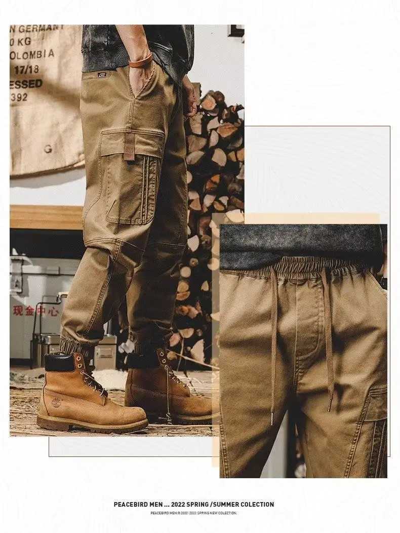 New Classic Vintage Loose Elastic Waist Casual Pants for Men Spring Autumn Workwear Heavy-duty Retro Khaki Cargo Harem Trousers X250812
