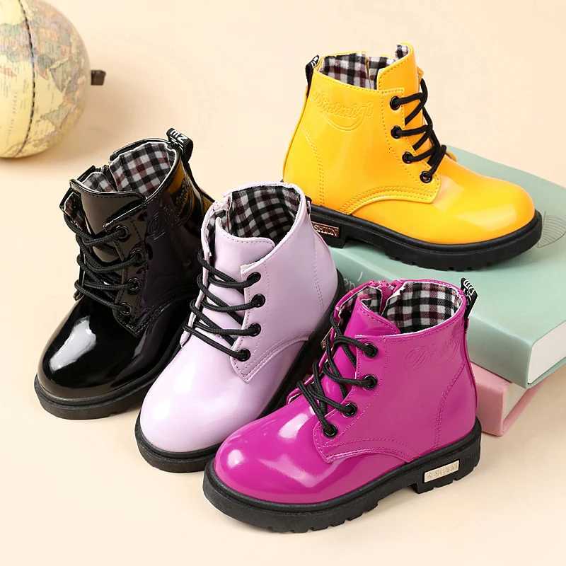 2025 New Winter Children Shoes PU Leather Waterproof Plush Boots Kids Snow Boots Brand Girls Boys Casual Boots Fashion Sneakers XJ250812