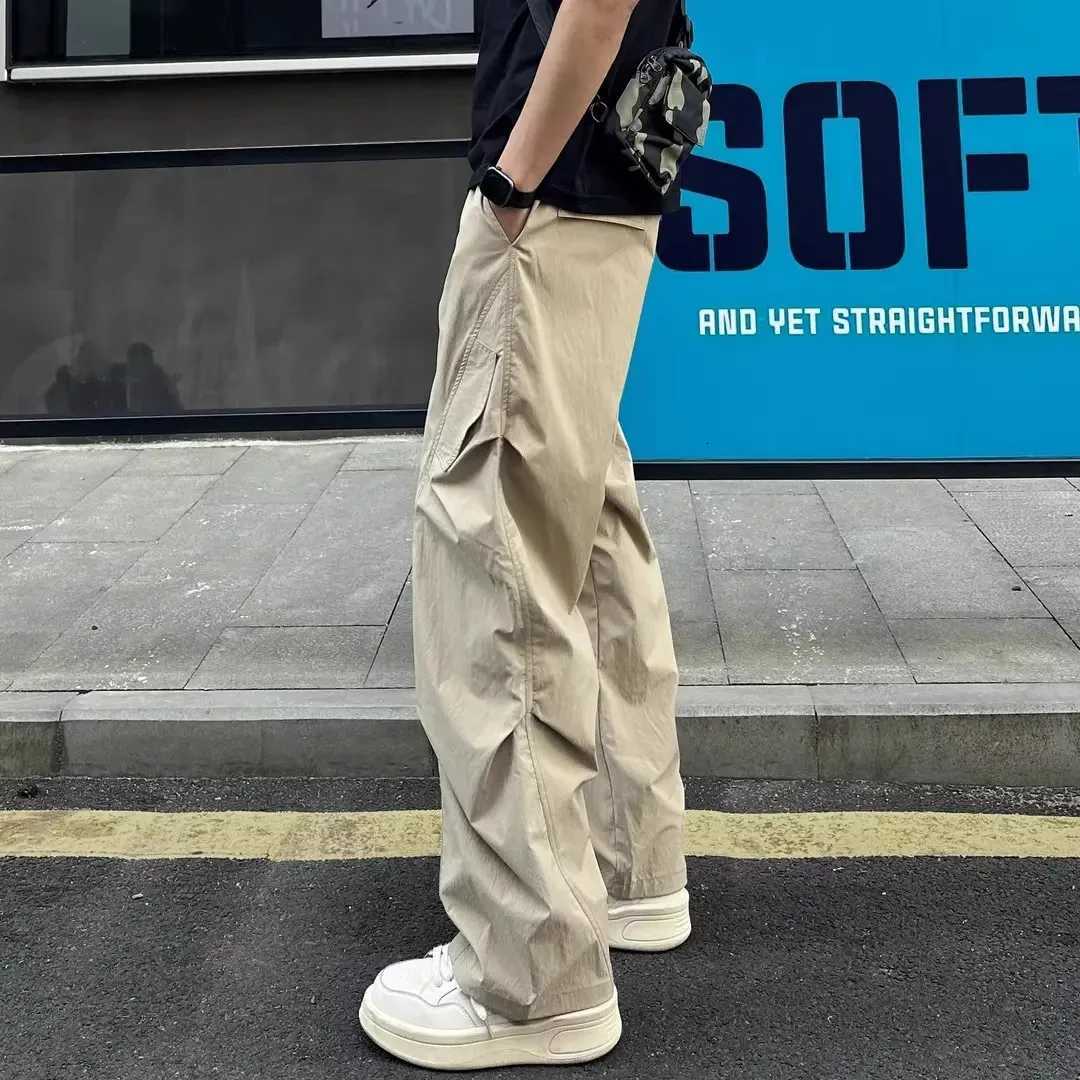 Mens Summer Thin Ice Silk Curved Blade Cargo Pants X250812