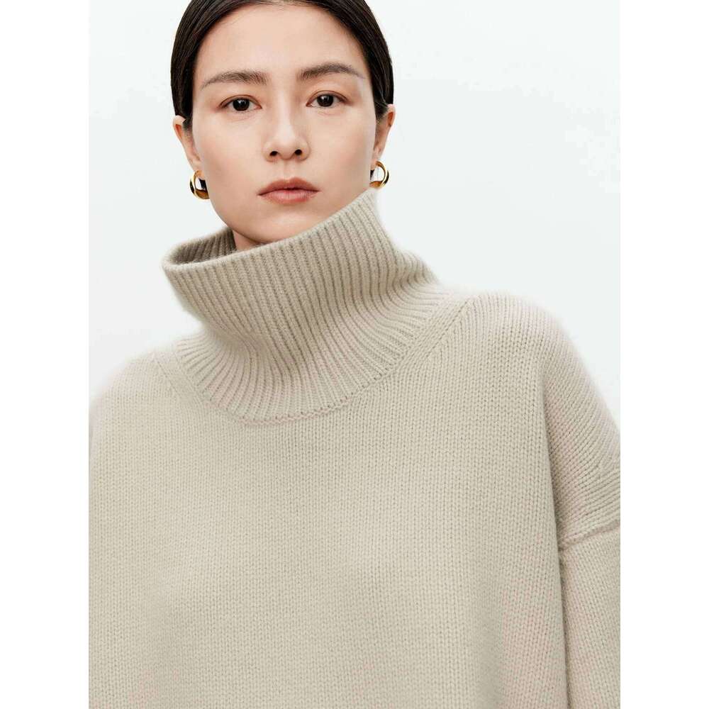 Turtleneck Pure Cashmere Female Loose And Thick Languid Lazy Wind Pullover Knitting Base WOOL Sweater 20250811